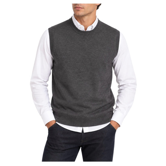 Gilet in lana merinos Antracite GILET GIROCOLLO ANTRACITE BLU CASHMERE 