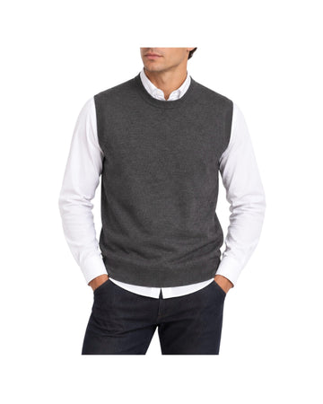 Gilet in lana merinos Antracite GILET GIROCOLLO ANTRACITE BLU CASHMERE 