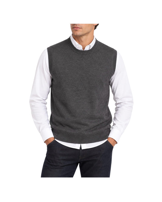 Gilet in lana merinos Antracite GILET GIROCOLLO ANTRACITE BLU CASHMERE 