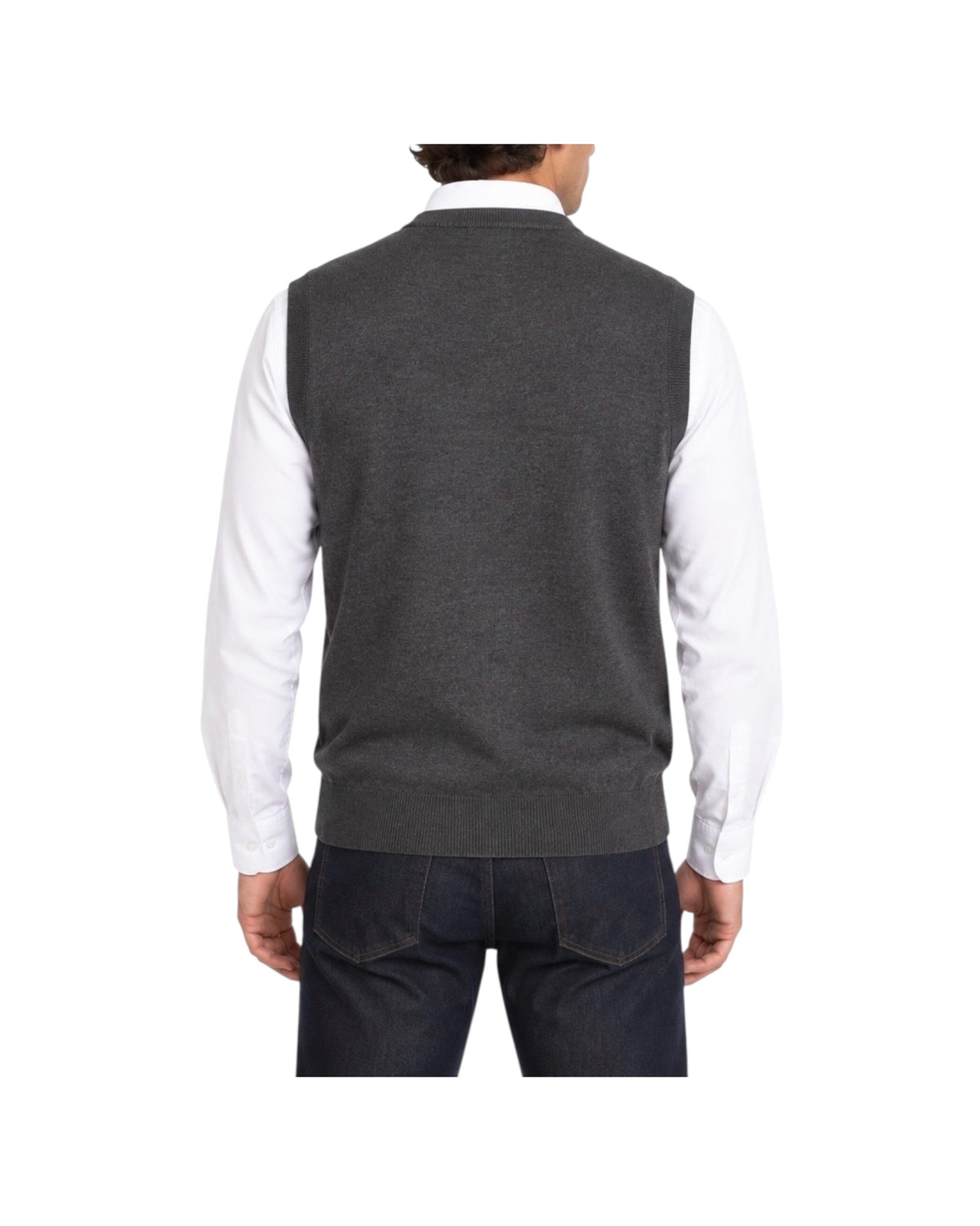 Gilet in lana merinos Antracite GILET GIROCOLLO ANTRACITE BLU CASHMERE 