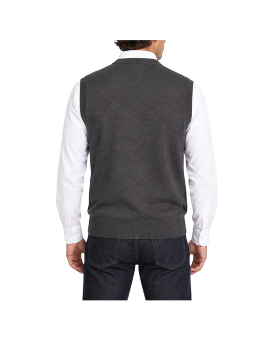 Gilet in lana merinos Antracite GILET GIROCOLLO ANTRACITE BLU CASHMERE 