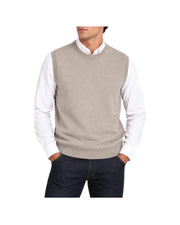 Gilet in lana merinos Beige