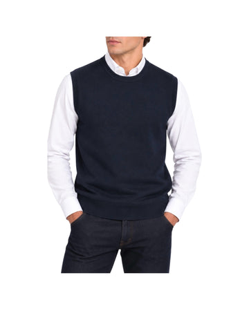 Gilet in lana merinos Blu GILET GIROCOLLO BLU BLU CASHMERE 