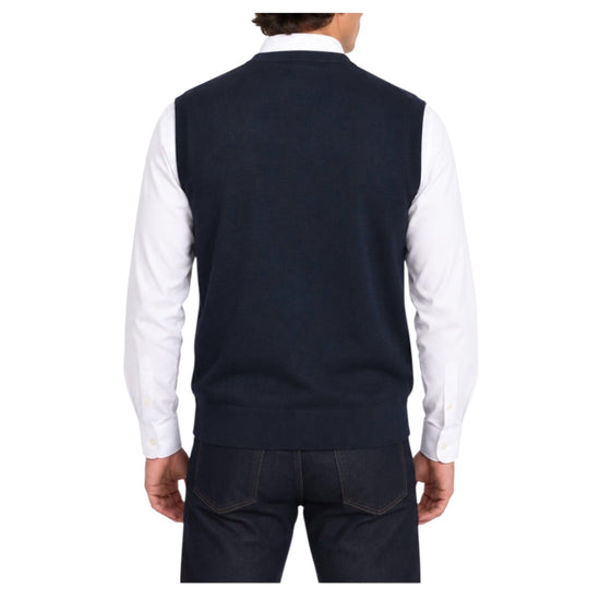 Gilet in lana merinos Blu GILET GIROCOLLO BLU BLU CASHMERE 
