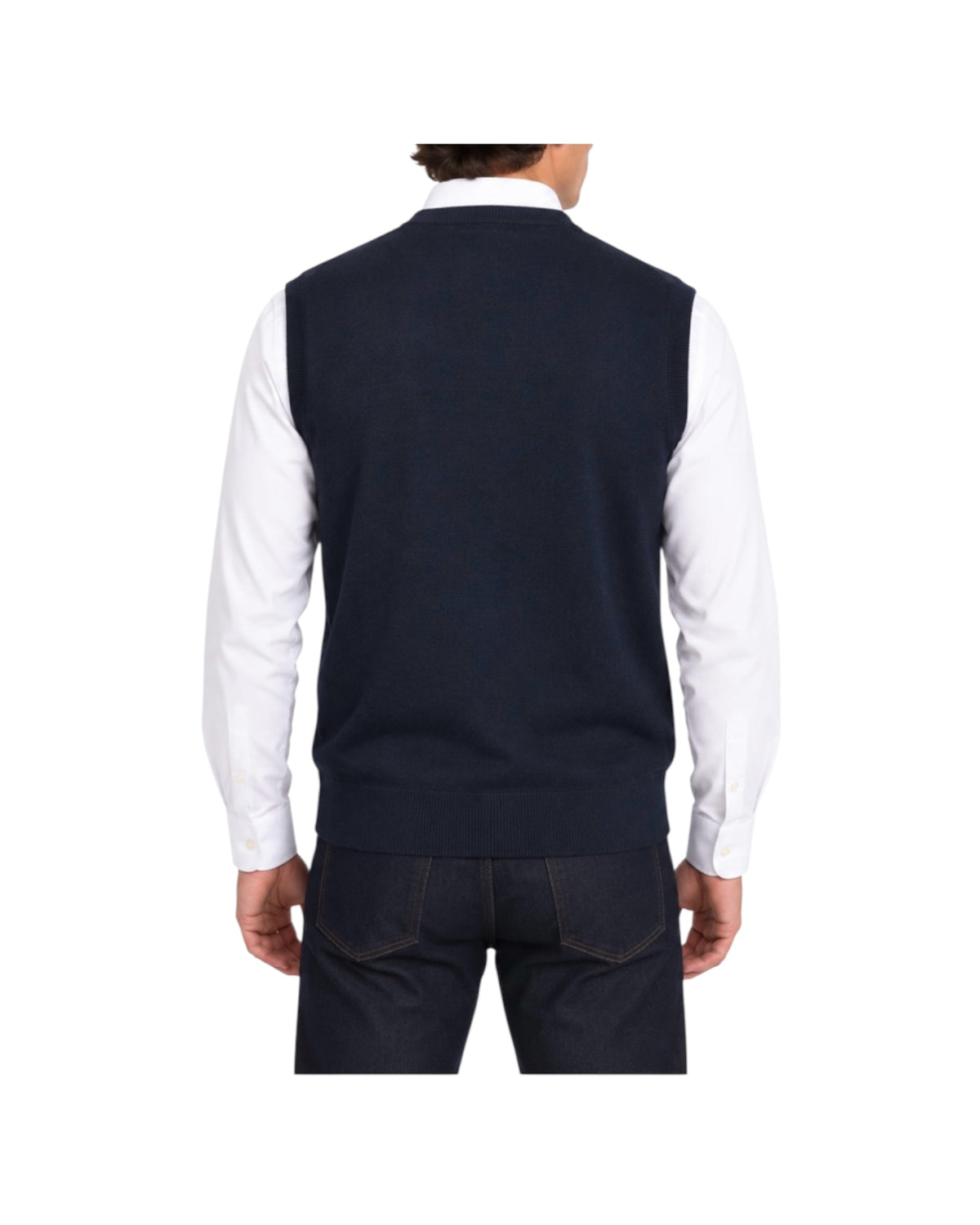 Gilet in lana merinos Blu GILET GIROCOLLO BLU BLU CASHMERE 