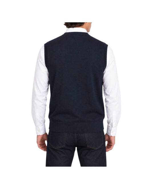 Gilet in lana merinos Blu GILET GIROCOLLO BLU BLU CASHMERE 