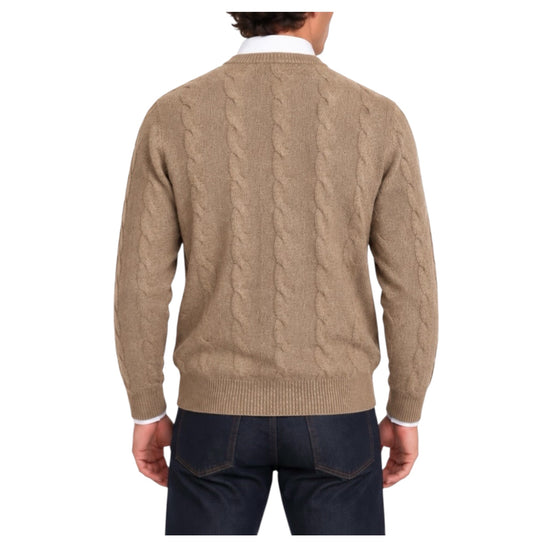 Maglione Treccia girocollo Biscotto GIROCOLLO TRECCIA BISCOTTO BLU CASHMERE 