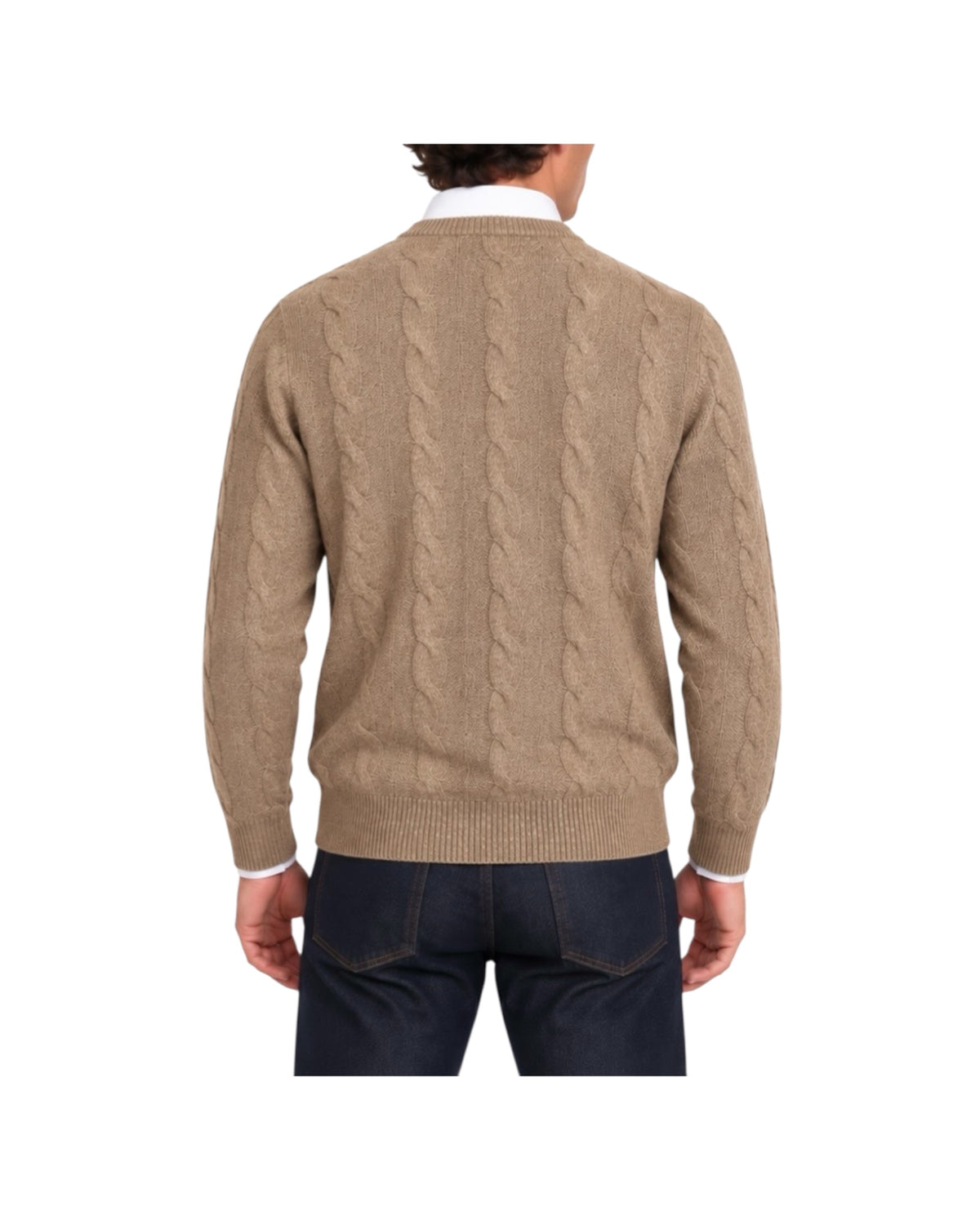 Maglione Treccia girocollo Biscotto GIROCOLLO TRECCIA BISCOTTO BLU CASHMERE 