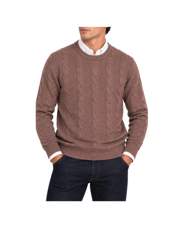 Maglione Treccia girocollo Marrone GIROCOLLO TRECCIA MARRONE BLU CASHMERE 