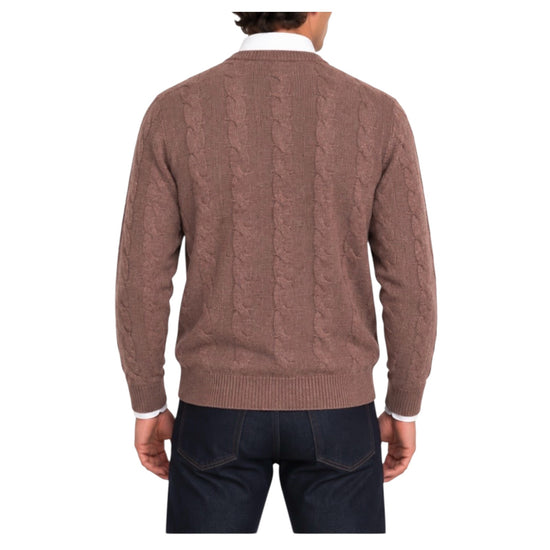 Maglione Treccia girocollo Marrone GIROCOLLO TRECCIA MARRONE BLU CASHMERE 
