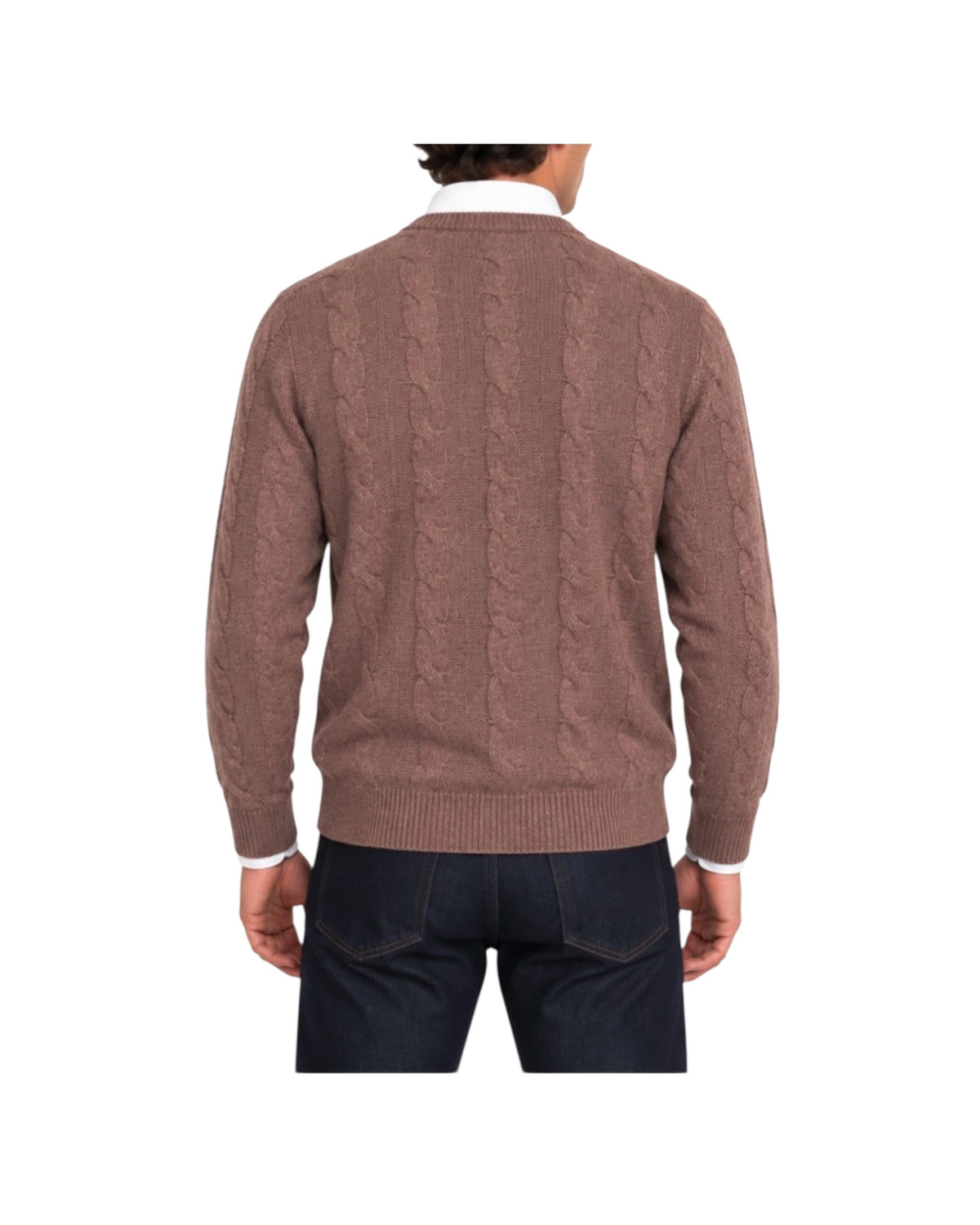 Maglione Treccia girocollo Marrone GIROCOLLO TRECCIA MARRONE BLU CASHMERE 