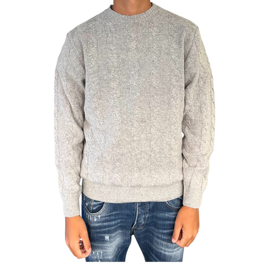 Maglione Treccia girocollo Grigio GIROCOLLO TRECCIA GRIGIO BLU CASHMERE 