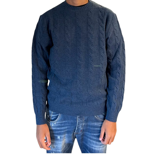 Maglione Treccia girocollo Blu chiaro GIROCOLLO TRECCIA BLU CHIARO BLU CASHMERE 