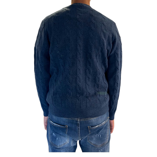 Maglione Treccia girocollo Blu chiaro GIROCOLLO TRECCIA BLU CHIARO BLU CASHMERE 