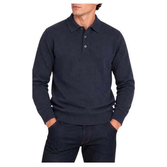 Polo in lana merinos Blu POLO BOTTONI BLU BLU CASHMERE 