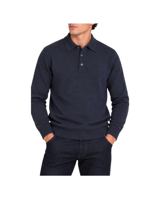 Polo in lana merinos Blu POLO BOTTONI BLU BLU CASHMERE 