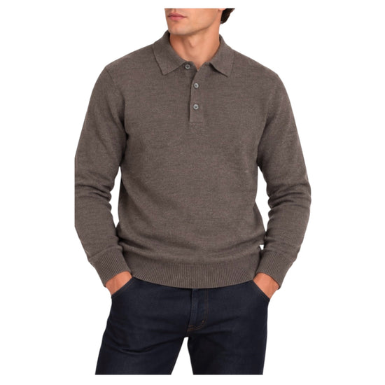 Polo in lana merinos Marrone POLO BOTTONI MARRONE BLU CASHMERE 