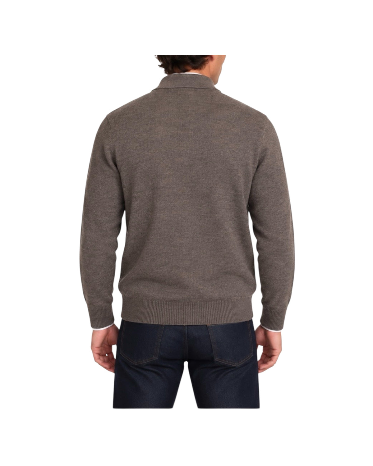Polo in lana merinos Marrone POLO BOTTONI MARRONE BLU CASHMERE 