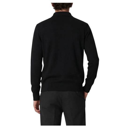 Polo in lana merinos Nero POLO BOTTONI NERO BLU CASHMERE 