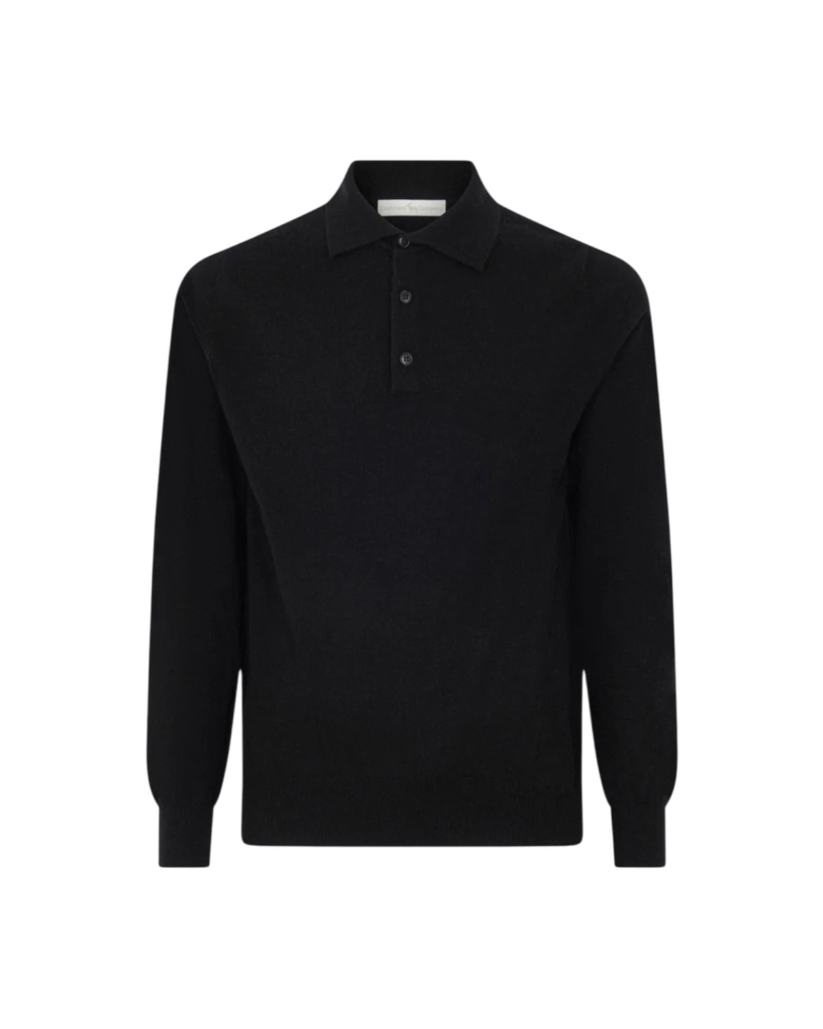 Polo in lana merinos Nero POLO BOTTONI NERO BLU CASHMERE 