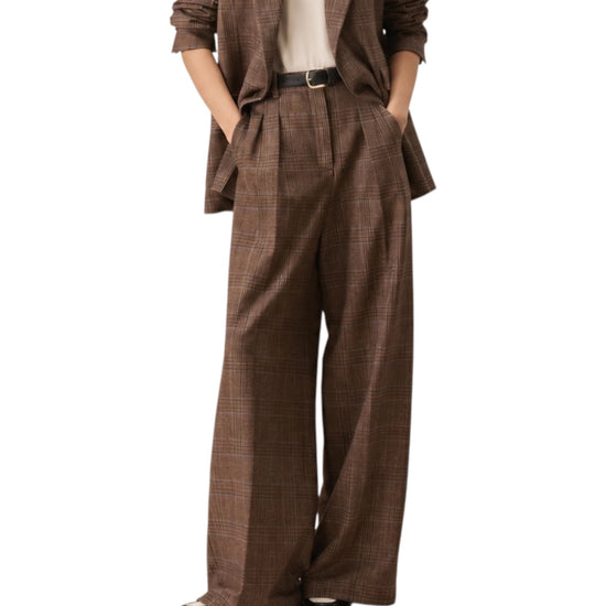 Pantalone doppia pinces Principe Di Galles FD4118 MOCHA CIRCOLO 1901 