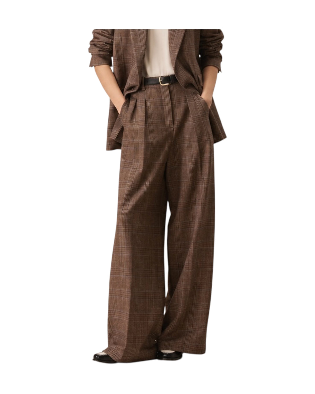 Pantalone doppia pinces Principe Di Galles FD4118 MOCHA CIRCOLO 1901 