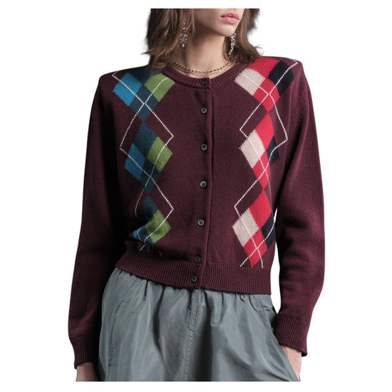Cardigan con motivo a rombi Melograno C08 123 MELOGRANO FLOOR 
