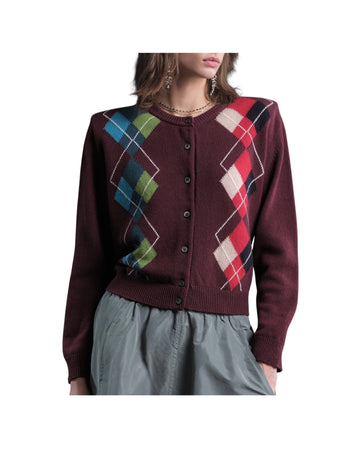 Cardigan con motivo a rombi Melograno C08 123 MELOGRANO FLOOR 