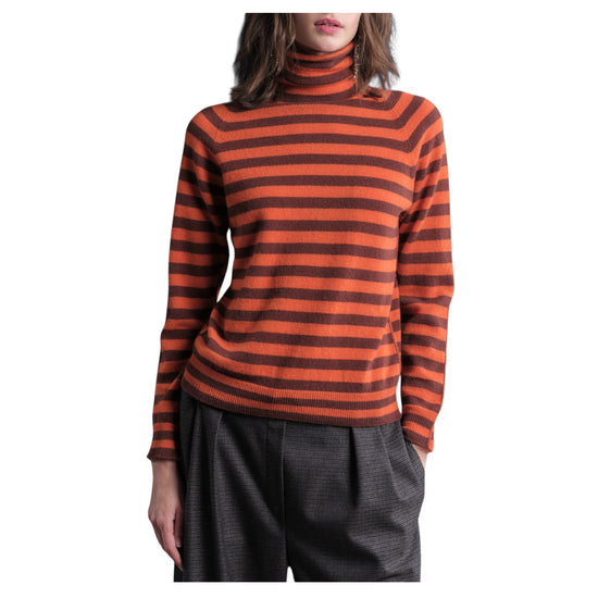 Maglia Dolcevita a righe Spezia e arancio M21 103 SPEZIA ARANCIO FLOOR 