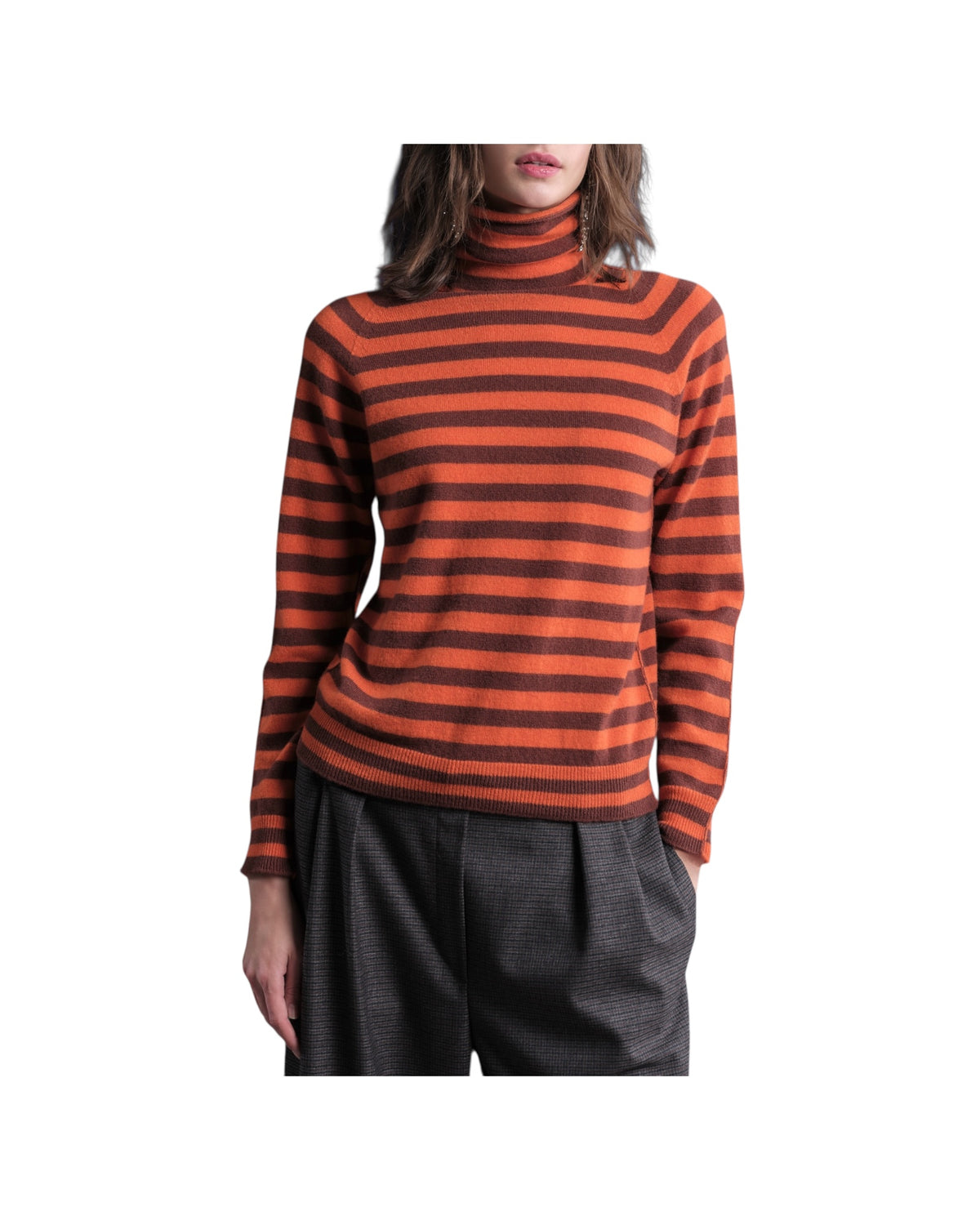 Maglia Dolcevita a righe Spezia e arancio M21 103 SPEZIA ARANCIO FLOOR 