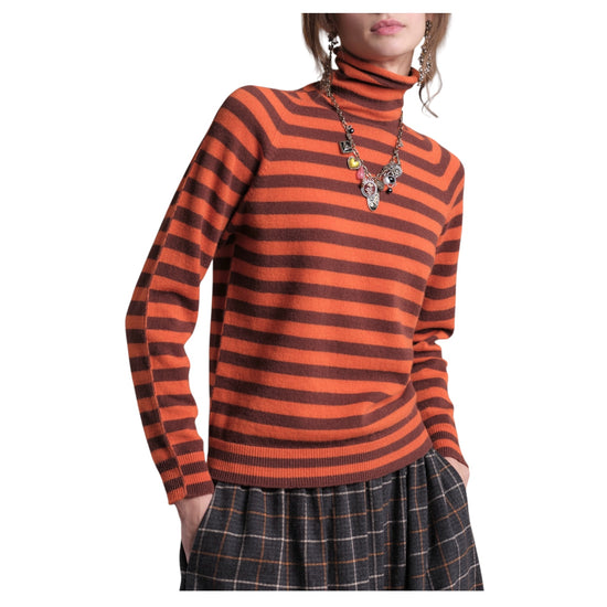 Maglia Dolcevita a righe Spezia e arancio M21 103 SPEZIA ARANCIO FLOOR 