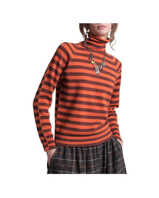 Maglia Dolcevita a righe Spezia e arancio M21 103 SPEZIA ARANCIO FLOOR 