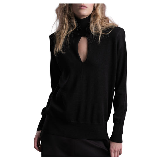Maglia lupetto con cut out Nero M82 135 NERO FLOOR 