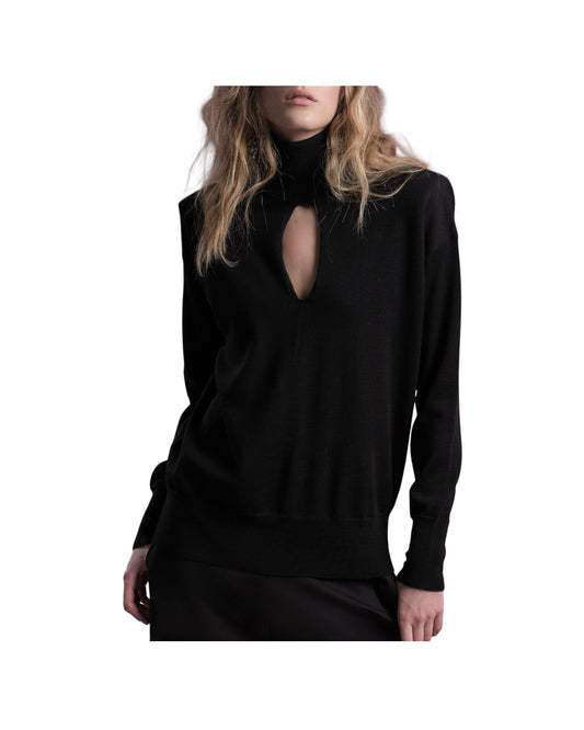 Maglia lupetto con cut out Nero M82 135 NERO FLOOR 