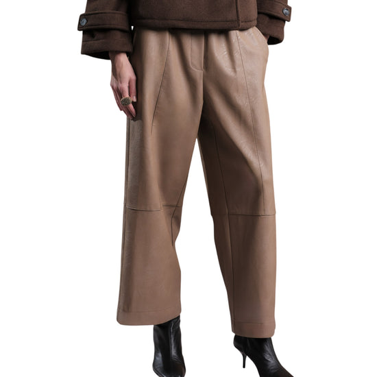 Pantalone largo in ecopelle Mandorla P12 152 MANDORLA FLOOR 