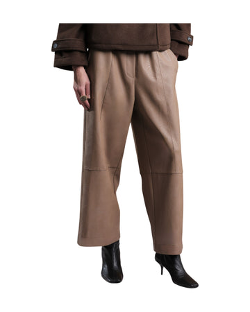Pantalone largo in ecopelle Mandorla P12 152 MANDORLA FLOOR 