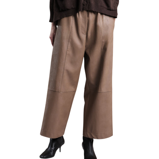 Pantalone largo in ecopelle Mandorla P12 152 MANDORLA FLOOR 