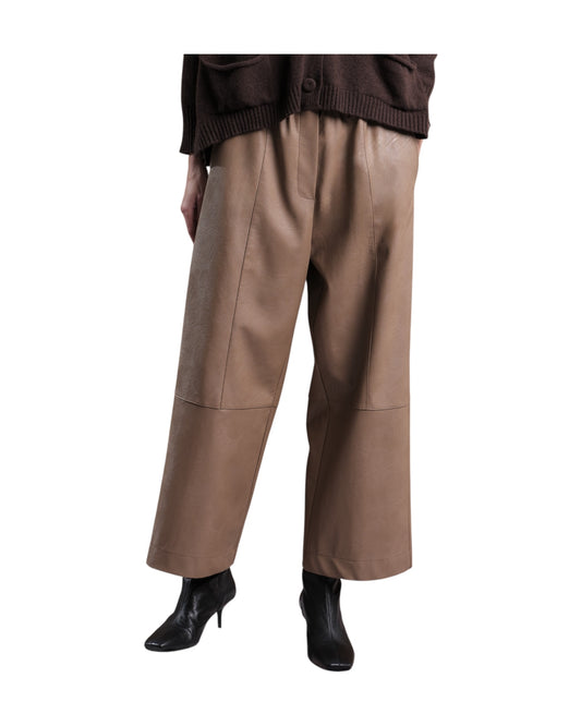 Pantalone largo in ecopelle Mandorla P12 152 MANDORLA FLOOR 