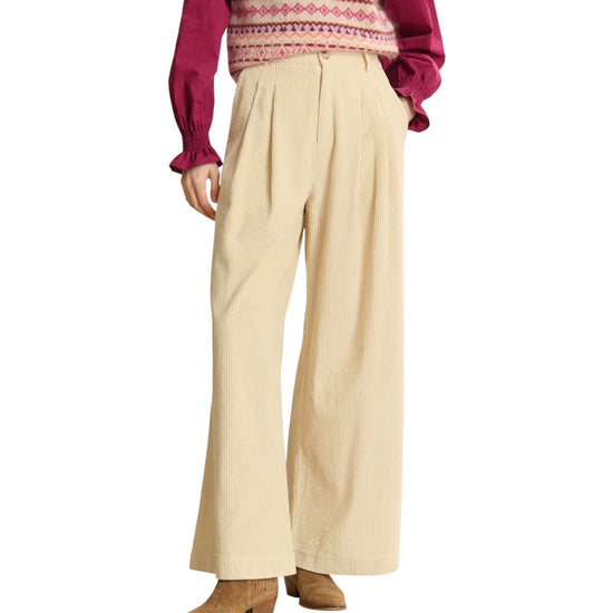 Pantalone in velluto a coste Ecru PANTALON VOLTAIR ECRU GARANCE PARIS 