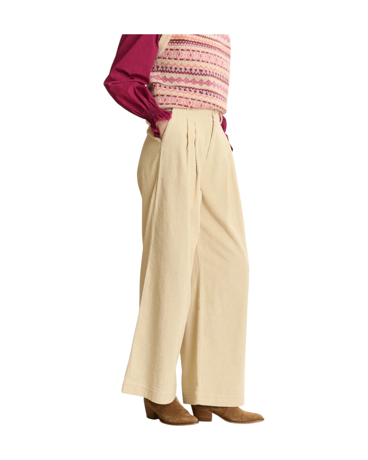 Pantalone in velluto a coste Ecru PANTALON VOLTAIR ECRU GARANCE PARIS 