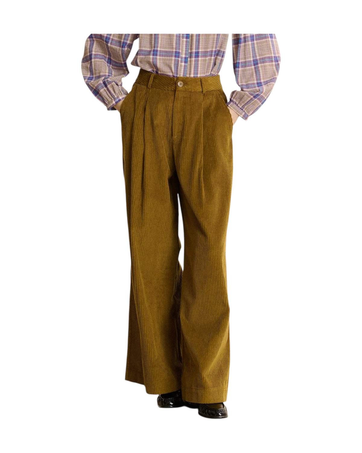 Pantalone in velluto a coste Olive PANTALON VOLTAIR OLIVE GARANCE PARIS 