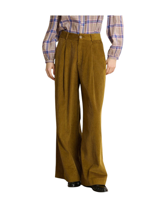 Pantalone in velluto a coste Olive PANTALON VOLTAIR OLIVE GARANCE PARIS 