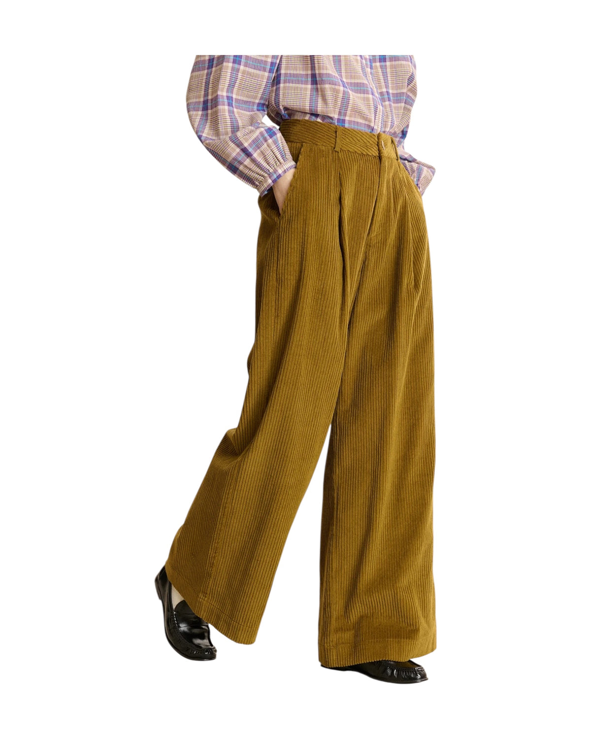 Pantalone in velluto a coste Olive PANTALON VOLTAIR OLIVE GARANCE PARIS 
