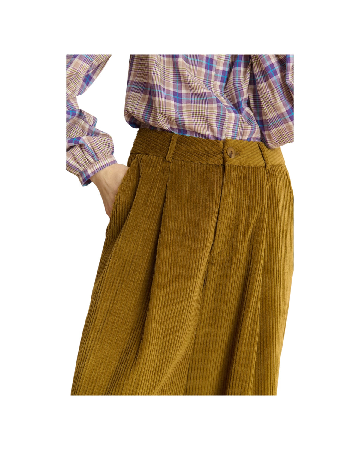 Pantalone in velluto a coste Olive PANTALON VOLTAIR OLIVE GARANCE PARIS 