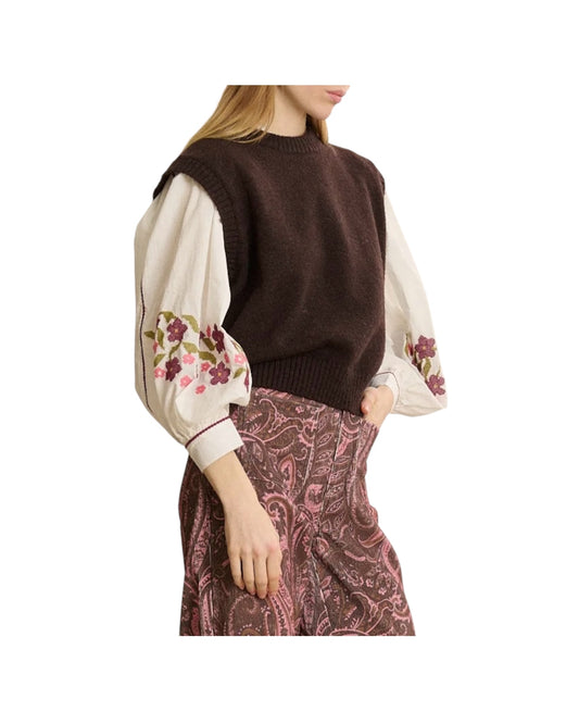 Gilet misto lana Brown PULL BIJOU BROWN GARANCE PARIS 