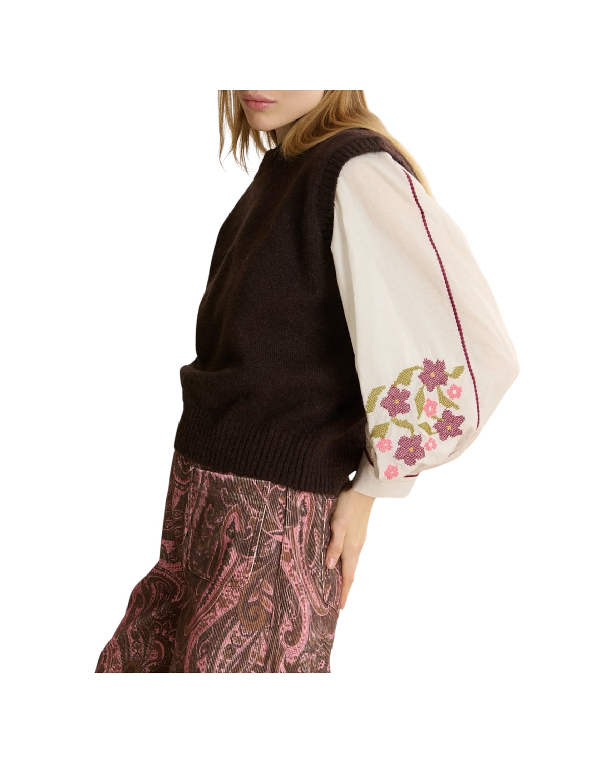 Gilet misto lana Brown PULL BIJOU BROWN GARANCE PARIS 