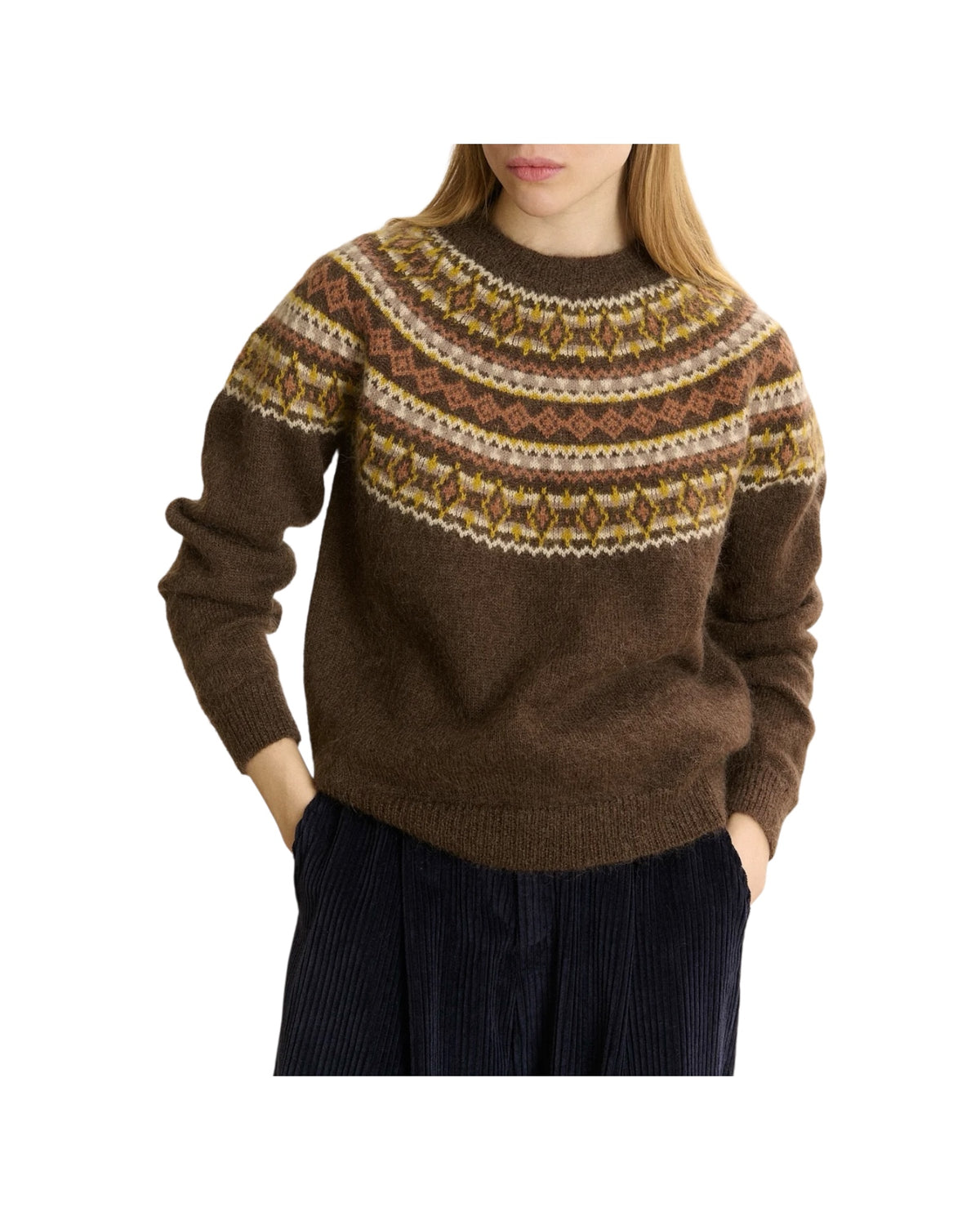 Maglione misto lana Jacquard Brown PULL DOLCE BROWN GARANCE PARIS 