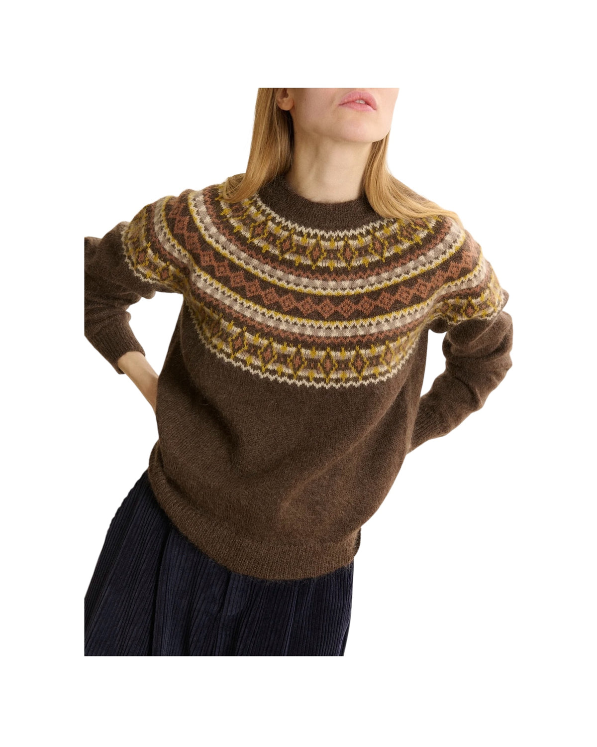 Maglione misto lana Jacquard Brown PULL DOLCE BROWN GARANCE PARIS 