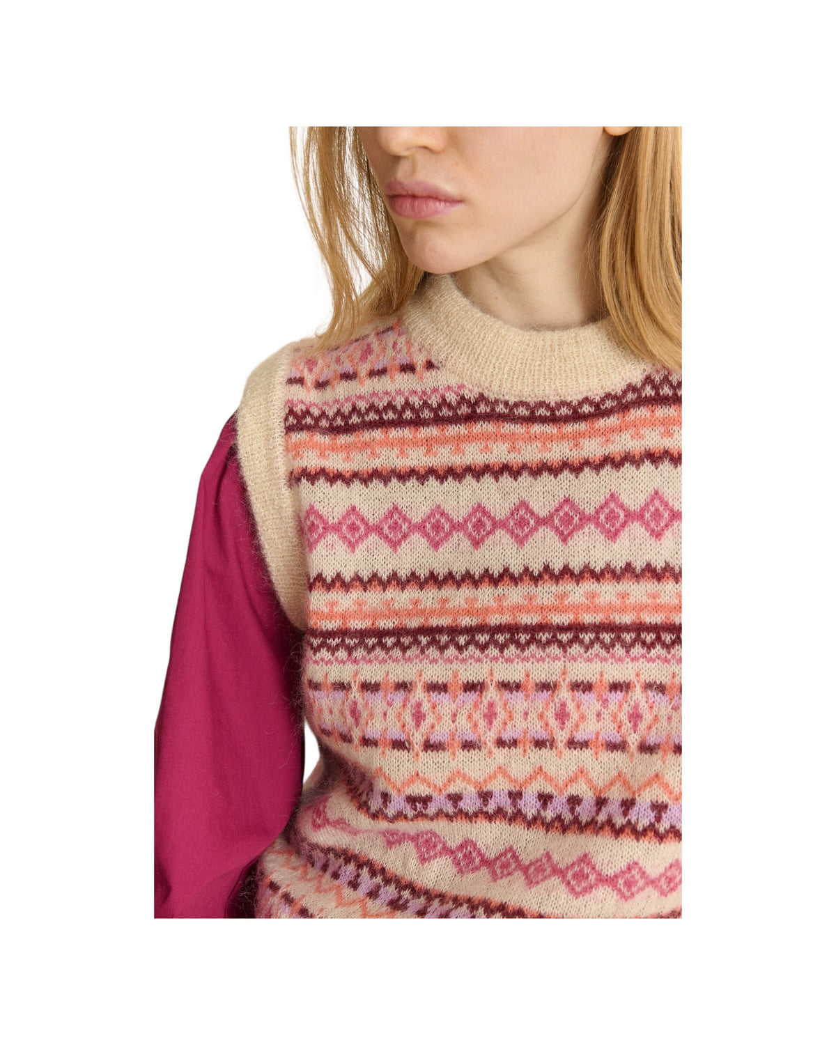 Gilet misto lana Pink PULL DORA PINK GARANCE PARIS 