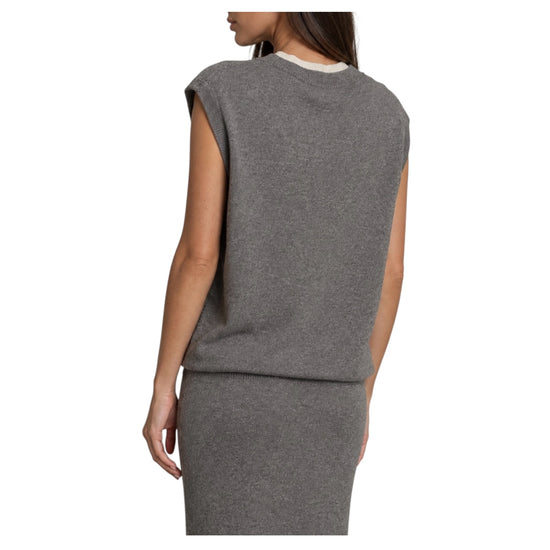 Gilet bicolor in maglia Grigio/Panna R010 GRIGIO PANNA HAVEONE 